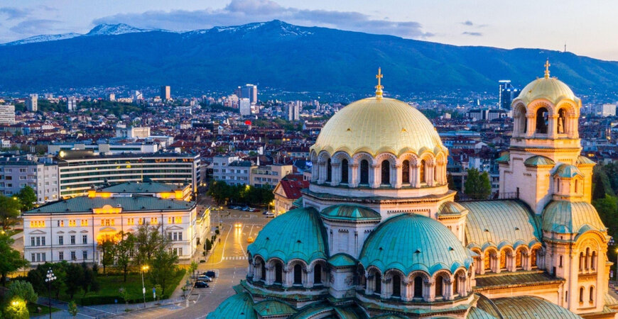 Alexander Nevsky Cathedral in Sofia at dusk